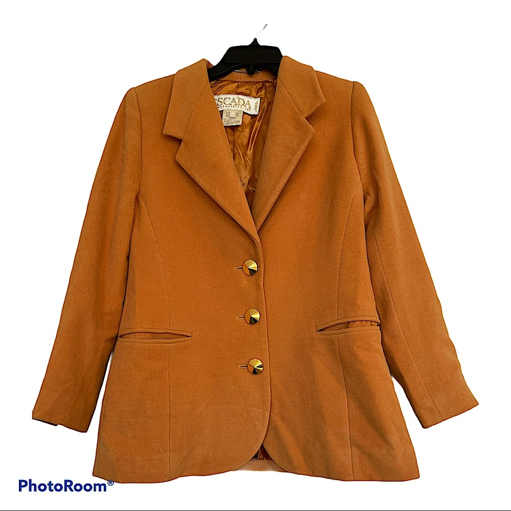 Vintage Escada orange blazer coat w/ gold buttons